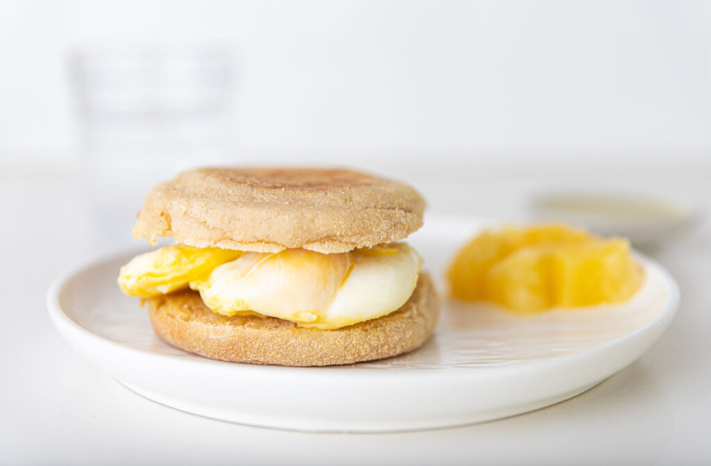 fresh, healthy, fully prepared meals, english muffin with poached egg