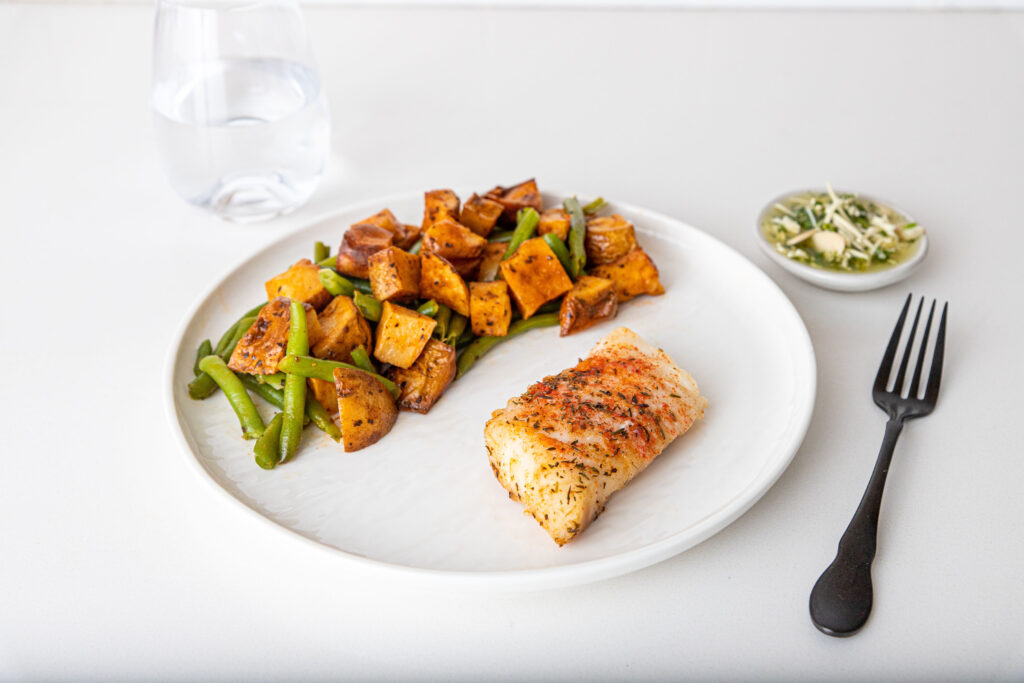 fresh, healthy, fully prepared meals, pan seared haddock